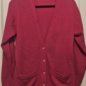 Vintage Lamb's Wool/Angora Rabbit Blend Pink Cardigan Sweater Sz Small